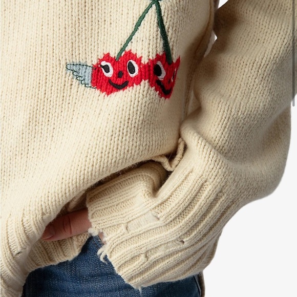 Zadig & Voltaire Cream Crochet Knit Merino Wool Open forever happy Hook Cardigan - Picture 7 of 9